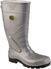 OLIVER - Men's Size 7 Wide Width Steel Knee Boot - Gray, PVC/Nitrile Blend Upper, PVC/Nitrile Blend Outsole, 16" High, Pull-On, Heat Resistant, Puncture Resistant - Caliber Tooling