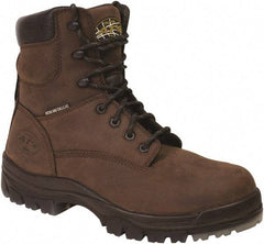 OLIVER - Men's Size 11.5 Wide Width Plain Work Boot - Brown, Leather Upper, Rubber Outsole, 6" High, Lace-Up - Caliber Tooling