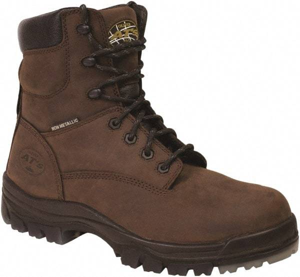 OLIVER - Men's Size 8 Wide Width Plain Work Boot - Brown, Leather Upper, Rubber Outsole, 6" High, Lace-Up - Caliber Tooling