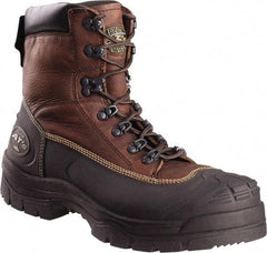 OLIVER - Men's Size 10 Wide Width Steel Work Boot - Brown, Leather Upper, Rubber Outsole, 6" High, Lace-Up - Caliber Tooling