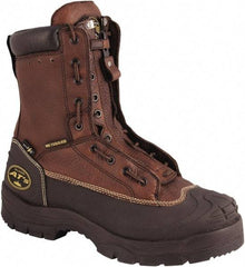 OLIVER - Men's Size 8.5 Wide Width Steel Work Boot - Brown, Leather Upper, Rubber Outsole, 8" High, Lace-Up - Caliber Tooling