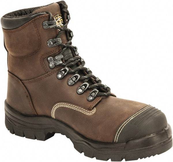 OLIVER - Men's Size 7 Wide Width Steel Work Boot - Brown, Leather Upper, Polyurethane/Rubber Outsole, 6" High, Lace-Up - Caliber Tooling