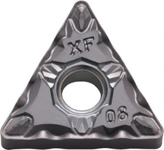 Kyocera - TNMG331 XF Grade PV720 Cermet Turning Insert - TiCN (Megacoat Nano) Finish, 60° Triangle, 3/8" Inscr Circle, 3/16" Thick, 1/64" Corner Radius - Caliber Tooling