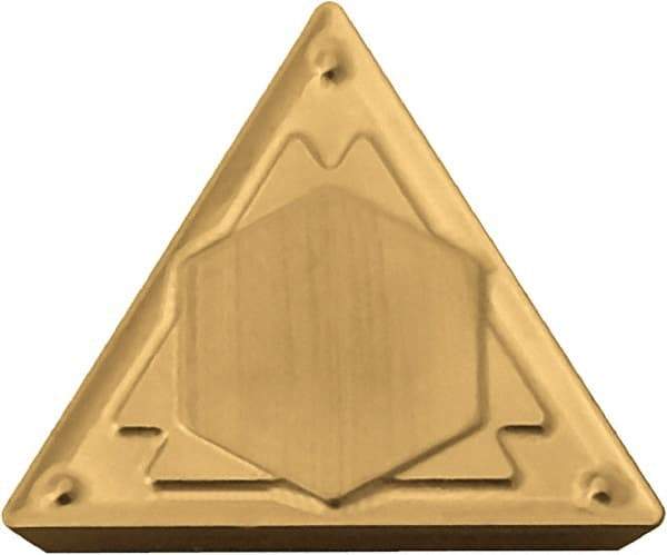 Kyocera - TPMR221 HQ Grade CA530 Carbide Turning Insert - TiCN/Al2O3/TiN Finish, 60° Triangle, 1/4" Inscr Circle, 1/8" Thick, 1/64" Corner Radius - Caliber Tooling