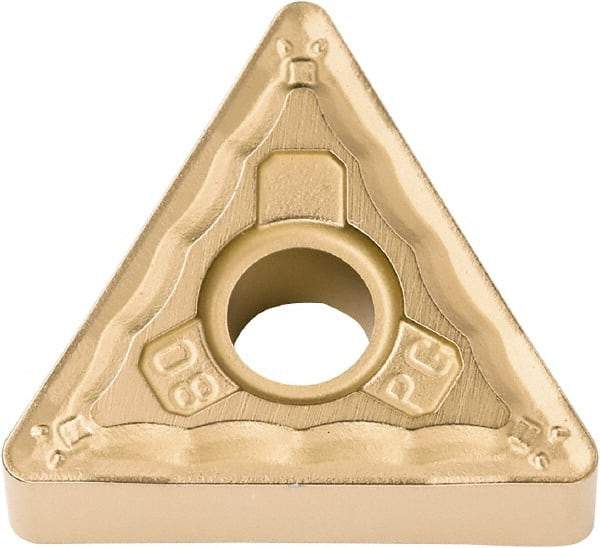 Kyocera - TNMG333 PG Grade PV720 Cermet Turning Insert - TiCN (Megacoat Nano) Finish, 60° Triangle, 3/8" Inscr Circle, 3/16" Thick, 3/64" Corner Radius - Caliber Tooling