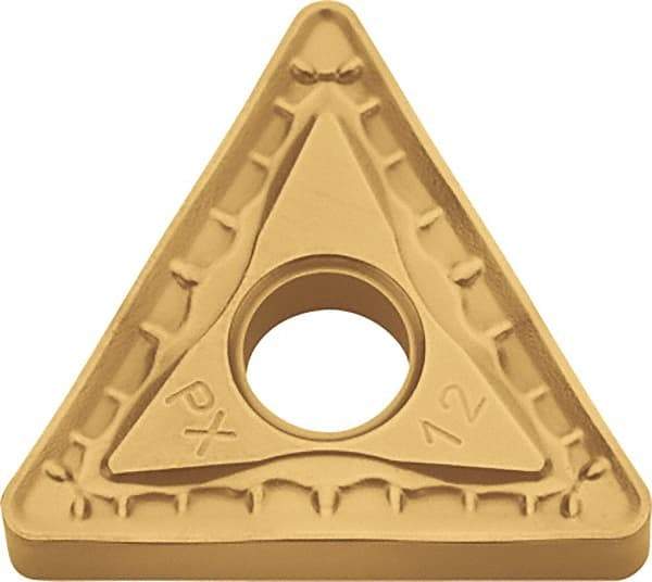 Kyocera - TNMM432 PX Grade CA525 Carbide Turning Insert - TiCN/Al2O3/TiN Finish, 60° Triangle, 1/2" Inscr Circle, 3/16" Thick, 1/32" Corner Radius - Caliber Tooling