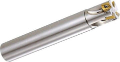 Kyocera - 3/8" Cut Diam, 0.236" Max Depth of Cut, 3/8" Shank Diam, 3" OAL, Indexable Square Shoulder End Mill - BDMT 0703 Inserts, Cylindrical Shank, 90° Lead Angle, Through Coolant - Caliber Tooling