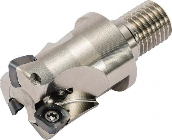 Kyocera - 32mm Cut Diam, 1mm Max Depth, M16 Modular Connection Indexable High-Feed End Mill - Screw Holding Method, LOGU 030310ER-GM Insert, MFH Toolholder, Through Coolant - Caliber Tooling