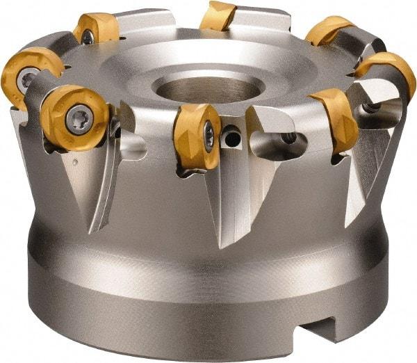 Kyocera - 3" Cut Diam, 5.9944mm Max Depth, 0.381" Arbor Hole, 8 Inserts, ROMU 12... Insert Style, Indexable Copy Face Mill - MRW Cutter Style, 12,000 Max RPM, 1.969" High, Through Coolant, Series RAD-8 - Caliber Tooling