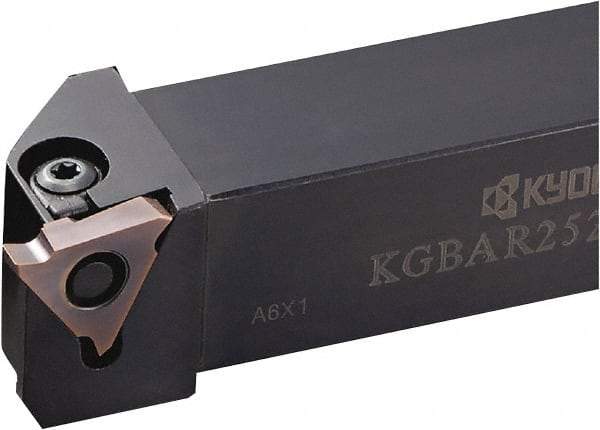 Kyocera - KGBA, External, Right Hand, 0.217" Max Depth of Cut, 0.013 to 0.189" Groove Width, Indexable Grooving Tool Holder - GBA43R/L.. Insert Compatibility, 3/4" Shank Height, 3/4" Shank Width, 5" OAL - Caliber Tooling