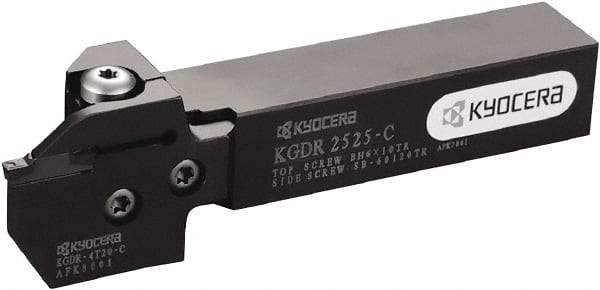 Kyocera - KGD, External, Right Hand, 10mm Max Depth of Cut, 4 to 5mm Groove Width, Indexable Grooving Tool Holder - Multiple Insert Compatibility, 20mm Shank Height, 20mm Shank Width, 115mm OAL - Caliber Tooling