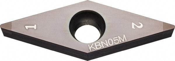 Kyocera - VBGW331 Grade KBN05M CBN Turning Insert - Megacoat Finish, 35° Diamond, 3/8" Inscr Circle, 3/16" Thick, 1/64" Corner Radius - Caliber Tooling