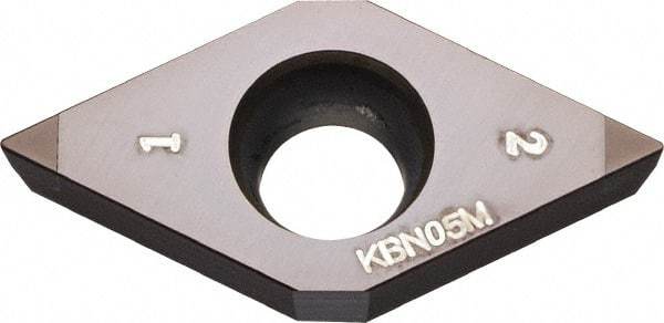 Kyocera - DCMW32.50.5 Grade KBN05M CBN Turning Insert - Megacoat Finish, 55° Diamond, 3/8" Inscr Circle, 5/32" Thick, 0.008" Corner Radius - Caliber Tooling