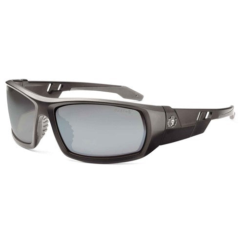 Odin Silver Mirror Lens Matte Black Safety Glasses - Caliber Tooling