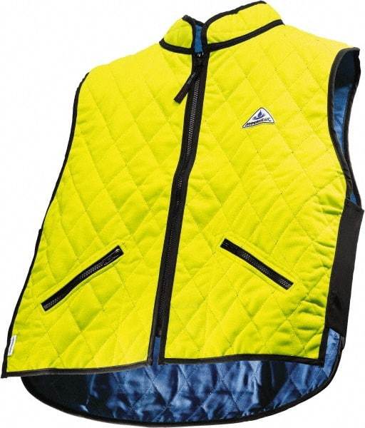 Techniche - Size L, High Visibility Lime Cooling Vest - Zipper Front, Nylon, HyperKewl - Caliber Tooling