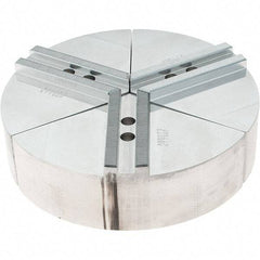 Abbott Workholding Products - 6" Max Chuck Capacity, 1.5mm x 60° Serrated Interface, Round Soft Lathe Chuck Jaw - 3 Jaw, Aluminum, 0.7874" Btw Mount Hole Ctrs, 8" Wide, 2" High, 10mm Fastener - Caliber Tooling