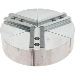 Abbott Workholding Products - 8" Max Chuck Capacity, 1.5mm x 60° Serrated Interface, Round Soft Lathe Chuck Jaw - 3 Jaw, Aluminum, 0.9843" Btw Mount Hole Ctrs, 8" Wide, 2" High, 12mm Fastener - Caliber Tooling