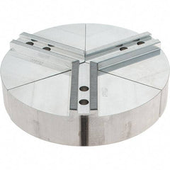 Abbott Workholding Products - 10" Max Chuck Capacity, 1.5mm x 60° Serrated Interface, Round Soft Lathe Chuck Jaw - 3 Jaw, Aluminum, 1.2598" Btw Mount Hole Ctrs, 10" Wide, 2" High, 12mm Fastener - Caliber Tooling