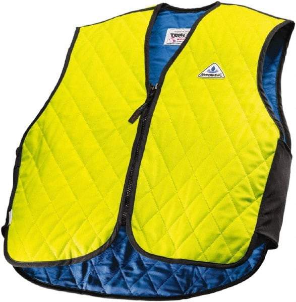 Techniche - Size M, High Visibility Lime Cooling Vest - Zipper Front, Nylon, HyperKewl - Caliber Tooling