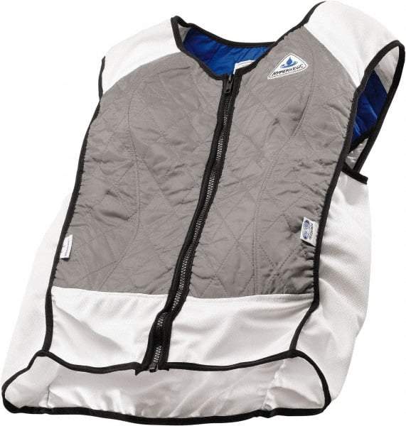 Techniche - Size 3XL, Silver Cooling Vest - Zipper Front, Nylon, HyperKewl, Poly-Cotton - Caliber Tooling