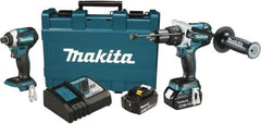 Makita - 18 Volt Cordless Tool Combination Kit - Includes 1/2" Hammer Drill & 1/4" Impact Driver, Lithium-Ion Battery Included - Caliber Tooling