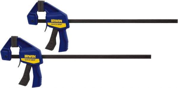 Irwin - 12" Capacity, 2-7/16" Throat Depth Carbon Steel Bar Clamp - 140 Lb Clamping Pressure - Caliber Tooling