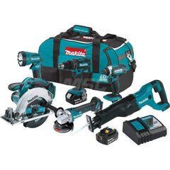 Cordless Tool Combination Kit: 18V, 6 Pc (1) 18V LXT 1/2″Hammer Driver-Drill (XPH10Z), (1) 18V LXT Impact Driver (XDT11Z), (1) 18V LXT 6-1/2″Circular Saw (XSS02Z), (1) 18V LXT Recipro Saw (XRJ04Z), (1) 18V LXT Brushless 4-1/2″Cut-Off/Angle Grinder (XAG03Z