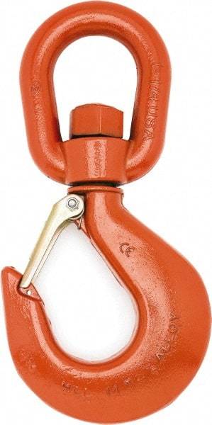 Campbell - #5 Hook, 3 Ton Capacity, Alloy Steel Swivel Hoist Hook - 8-1/4" Long x 4-1/8" Wide - Caliber Tooling