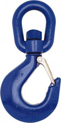 Campbell - #2 Hook, 3/4 Ton Capacity, Carbon Steel Swivel Hoist Hook - 5-5/8" Long x 3" Wide - Caliber Tooling