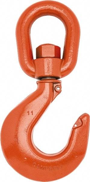 Campbell - #5 Hook, 3 Ton Capacity, Alloy Steel Swivel Hoist Hook - 8-1/4" Long x 4-1/8" Wide - Caliber Tooling