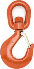 Campbell - #4 Hook, 2 Ton Capacity, Alloy Steel Swivel Hoist Hook - 7-11/32" Long x 3-3/4" Wide - Caliber Tooling