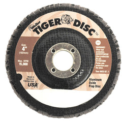 ‎4-1/2″ Tiger Disc Abrasive Flap Disc, Flat, Phenolic Backing, 60AO, 5/8″-11 UNC Nut - Caliber Tooling