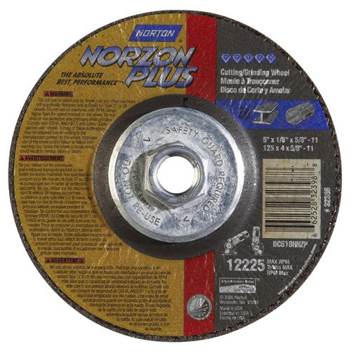 5″ × 1/8″ × 5/8″ NorZon Plus Non-Woven Depressed Center Wheel Type 27 - Caliber Tooling