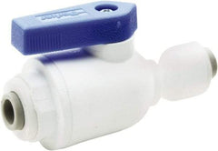 Parker - 3/8 x 1/4" Pipe, Full Port, Polypropylene Valve Union Connector Ball Valve - Bi-Directional, Push-to-Connect x Push-to-Connect Ends, Wedge Handle, 150 WOG - Caliber Tooling