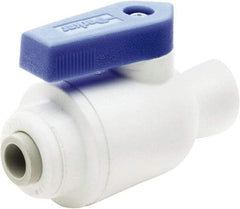 Parker - 1/8" Pipe, Full Port, Polypropylene Valve Female Connector Ball Valve - Bi-Directional, Push-to-Connect x FNPT Ends, Wedge Handle, 150 WOG - Caliber Tooling