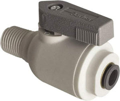 Parker - 3/8" Pipe, Full Port, Polypropylene Valve Male Connector Ball Valve - Bi-Directional, MNPT x Push-to-Connect Ends, Wedge Handle, 150 WOG - Caliber Tooling