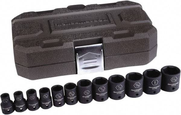 GearWrench - 12 Piece 1/2" Drive Standard Impact Socket Set - 6 Points, 3/8 to 1-1/16", Inch Measurement Standard - Caliber Tooling