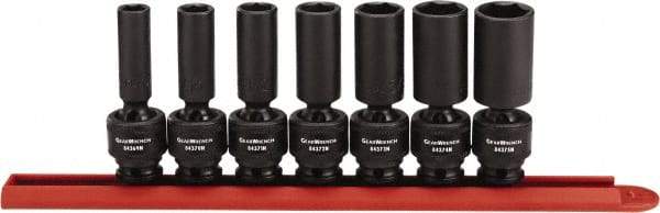 GearWrench - 7 Piece 3/8" Drive Black Finish Deep Well Impact Socket Set - 6 Points, 3/8" to 3/4" Range, Inch Measurement Standard - Caliber Tooling