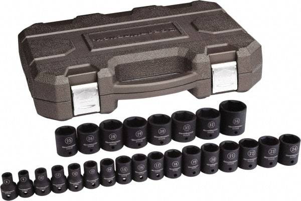 GearWrench - 25 Piece 1/2" Drive Standard Impact Socket Set - 6 Points, 8 to 36mm, Metric Measurement Standard - Caliber Tooling