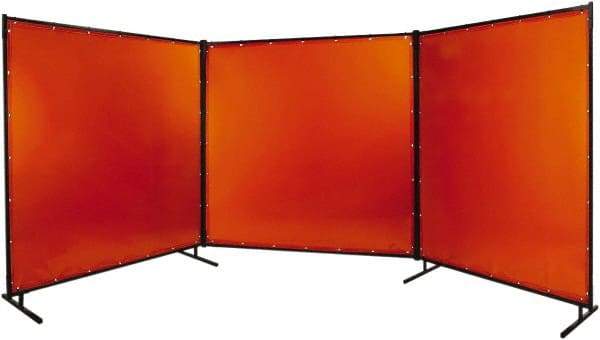 Steiner - 6' Wide x 8' High, 40mm Thickness, Transparent Vinyl Portable Welding Screen - Orange - Caliber Tooling