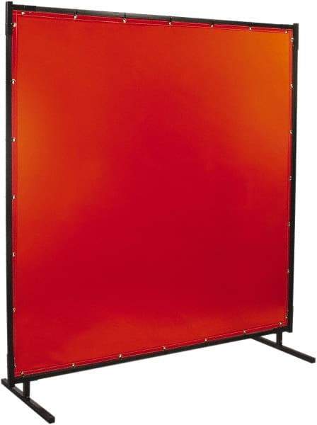 Steiner - 8' Wide x 8' High, 14mm Thickness, Transparent Vinyl Portable Welding Screen - Orange - Caliber Tooling