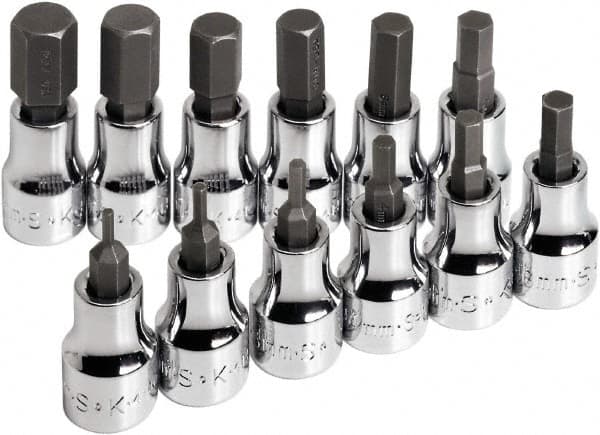 SK - 12 Piece 3/8" Drive Metric Hex Bit Socket Set - 2 to 12mm Hex - Caliber Tooling