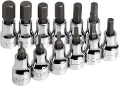 SK - 12 Piece 3/8" Drive Metric Hex Bit Socket Set - 2 to 12mm Hex - Caliber Tooling