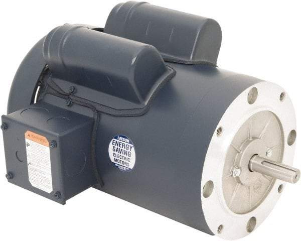 Leeson - 1-1/2 Max hp, 1,800 Max RPM, Capacitor Start Electric AC DC Motor - 115/230 V Input, Single Phase, 56C Frame, C-Face Mount, TEFC Enclosure - Caliber Tooling