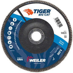 7″ Big Cat Abrasive Flap Disc, Flat, Phenolic Backing, 60Z, 7/8″ Arbor Hole - Caliber Tooling