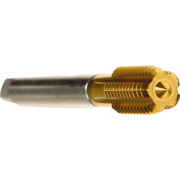 Emuge - M12x1.75 Metric 6HX Modified Bottoming Thread Forming Tap - Cobalt, TiN Finish, 110mm OAL, 24mm Thread Length, Right Hand Thread, Series Druck - Exact Industrial Supply