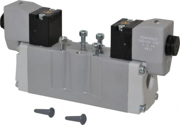 Parker - Double Solenoid, 2 Position, Aluminum Solenoid Valve - Normally Open Through Ports 1 & 2, Nitrile Seal - Caliber Tooling