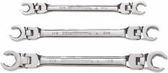 GearWrench - 3 Piece, 3/8" to 11/16", Finger Ratcheting Wrench/Flare Nut Wrench Set - Inch Measurement Standard, Chrome Finish - Caliber Tooling