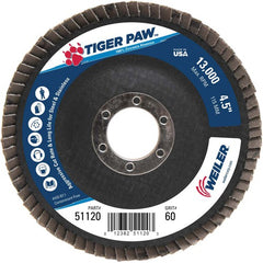 ‎4-1/2″ Tiger Paw Abrasive Flap Disc, Angled, Phenolic Backing, 60Z, 7/8″ Arbor Hole - Caliber Tooling