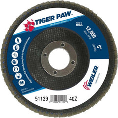 5″ Tiger Paw Abrasive Flap Disc, Flat, Phenolic Backing, 40Z, 7/8″ Arbor Hole - Caliber Tooling